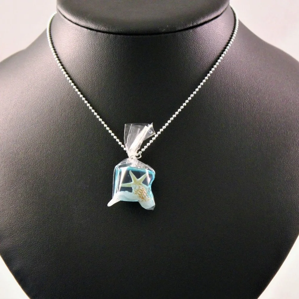 Blue Starfish Resin Necklace - Casual Beach Pendant